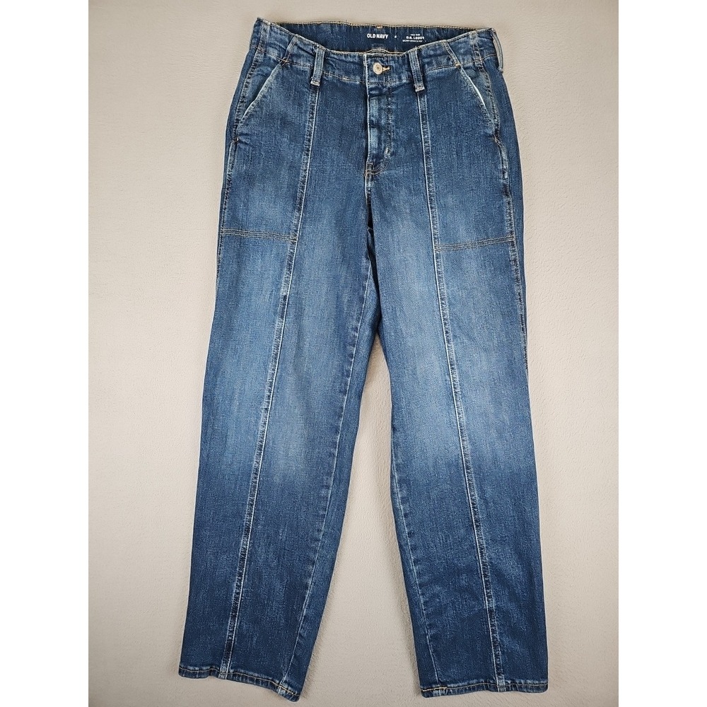 Old Navy Jeans Women's Size 4 28x29.5 Blue High Rise O.G. Loose Front Seam Denim